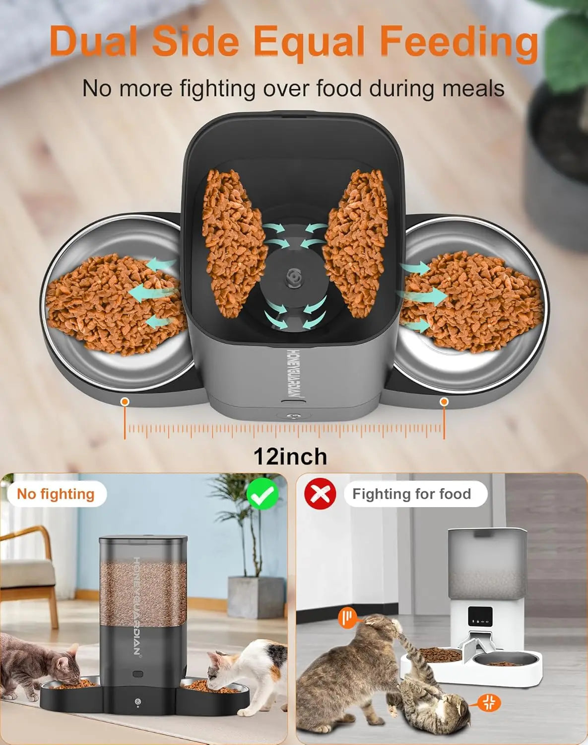 Automatic Cat Feeder for Two Cats, WiFi Smart Pet Dispenser with App Control