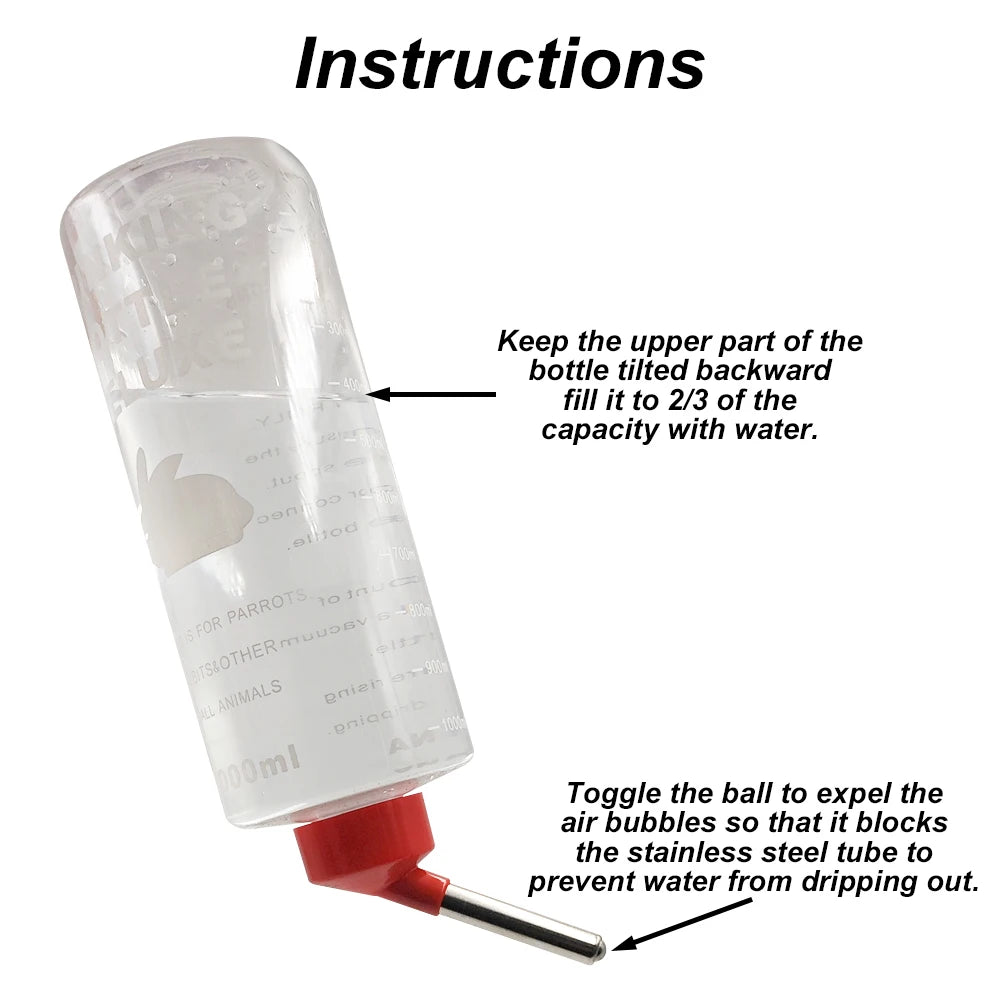 Random Color Small Animals Drinker Hangable Water Bottle for Rabbit Guinea Pig Parrot