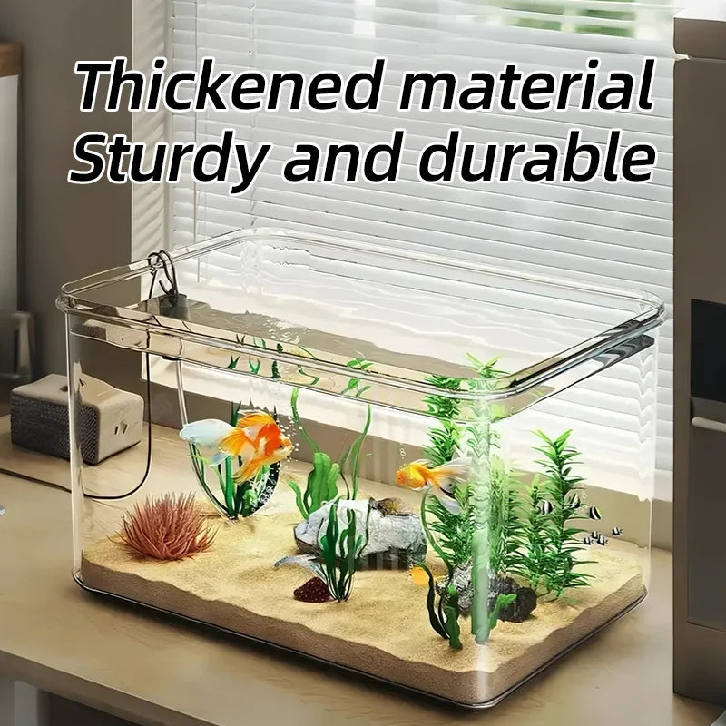 Transparent Aquarium Creative Desktop Fish Tank for Office/Home Decor (Bare Tank, No Scenery or Stones Included)