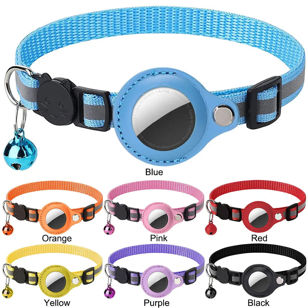 Apple AirTag Pet Collar, Reflective Kitten Collar, Safety Buckle, GPS Tracker Holder, Adjustable