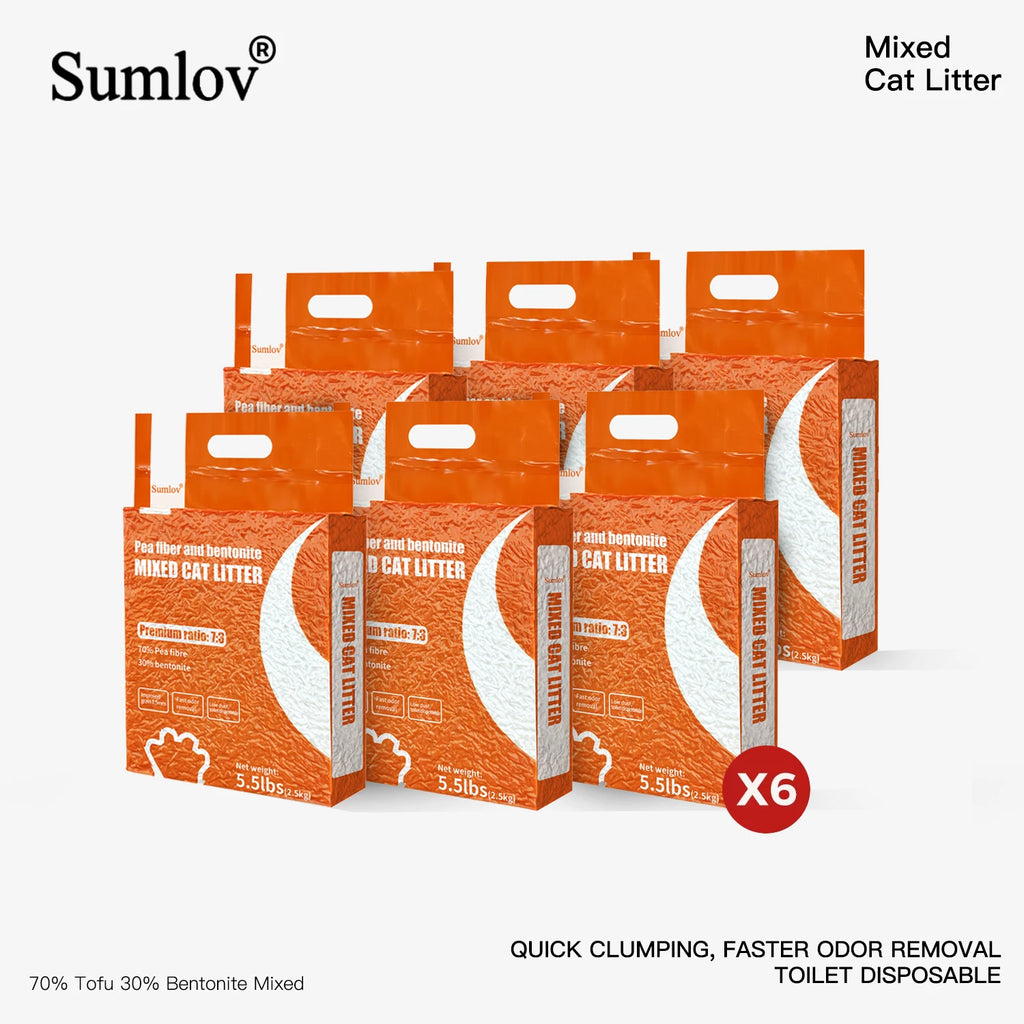 33lbs Sumlov MIXED Tofu Cat Litter, Natural Botanical, Dust-Free