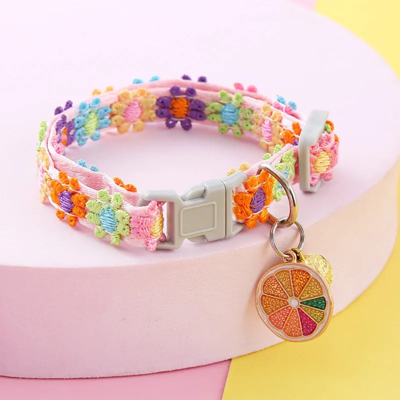 Pet Collar With Bell Cartoon Footprint, Adjustable Safety Bell Ring Necklace