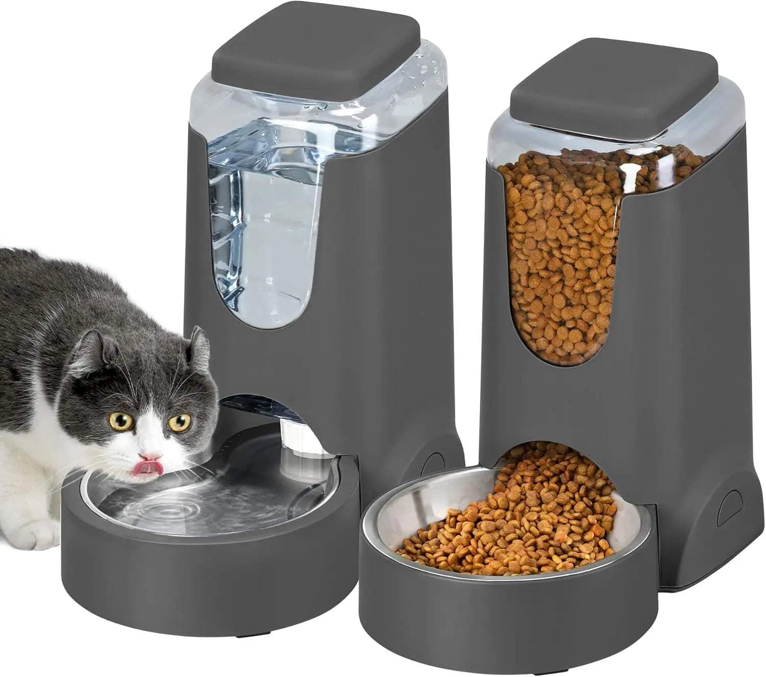 2-Pack Automatic Pet Feeder and Water Dispenser Set for Cats and Dogs
