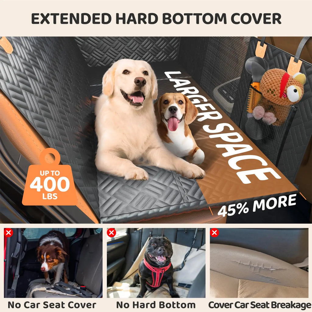 Car Rear Seat Dog Seat Cover, Hard Bottom, Heavy-Duty Anti-Scratch Washable