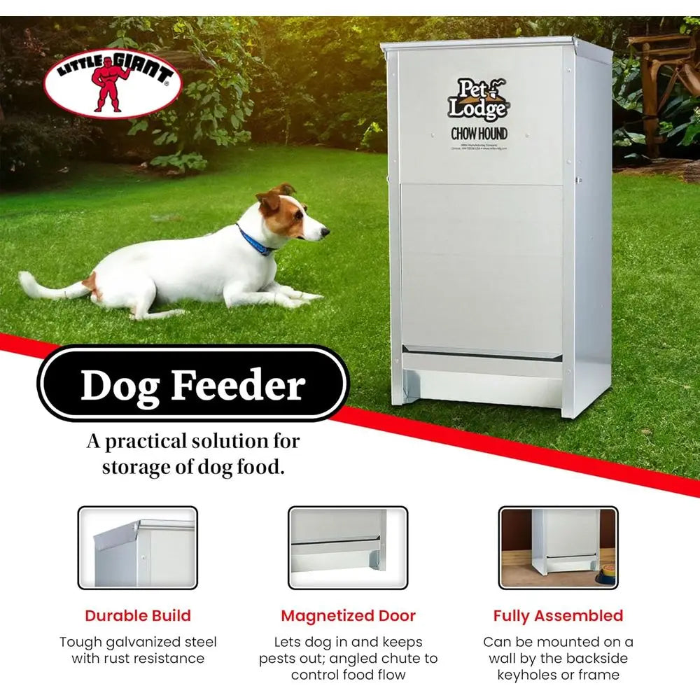 25 Pound Capacity Heavy Gauge Steel Indoor and Outdoor Dry Food Automatic Dog Feeder