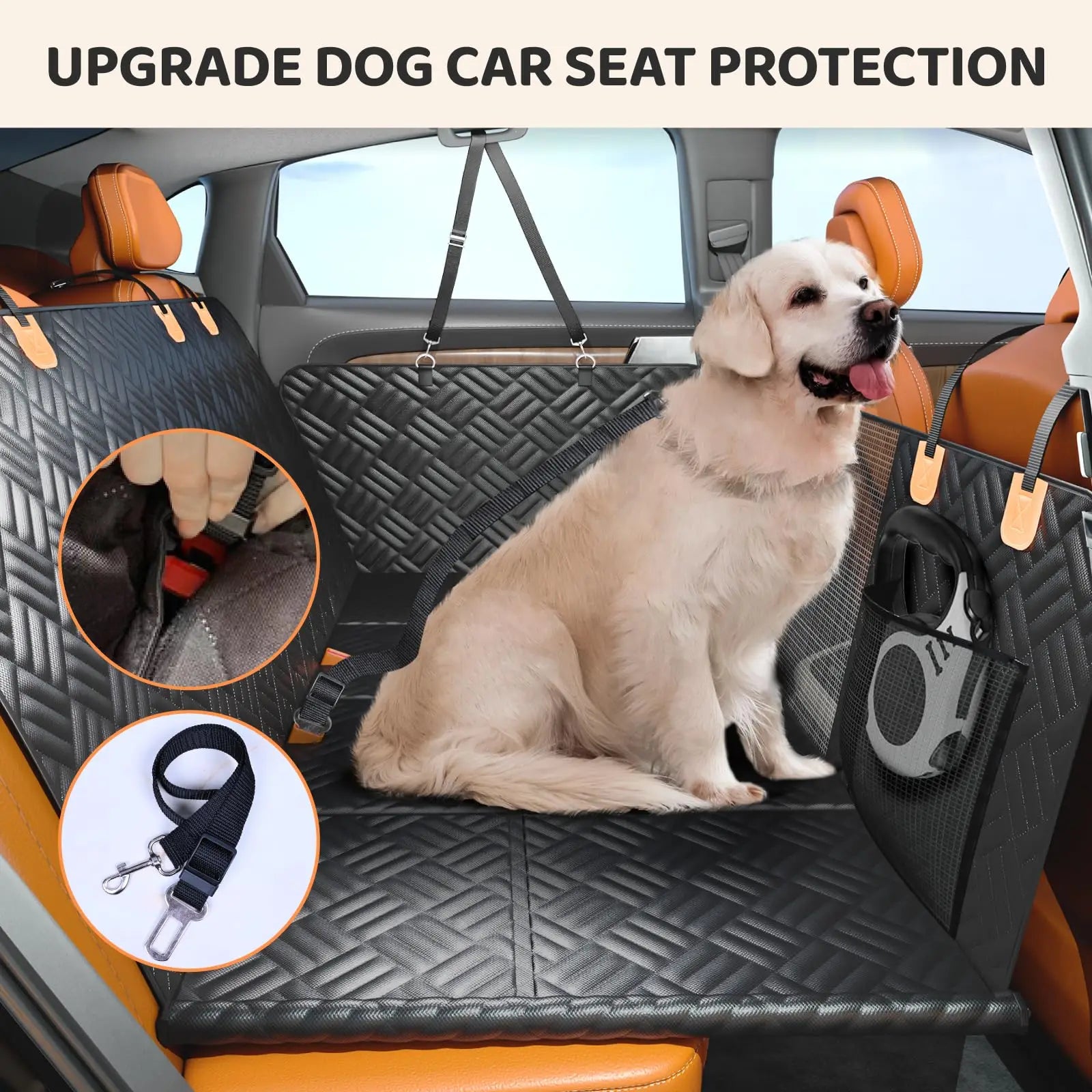 Car Rear Seat Dog Seat Cover, Hard Bottom, Heavy-Duty Anti-Scratch Washable