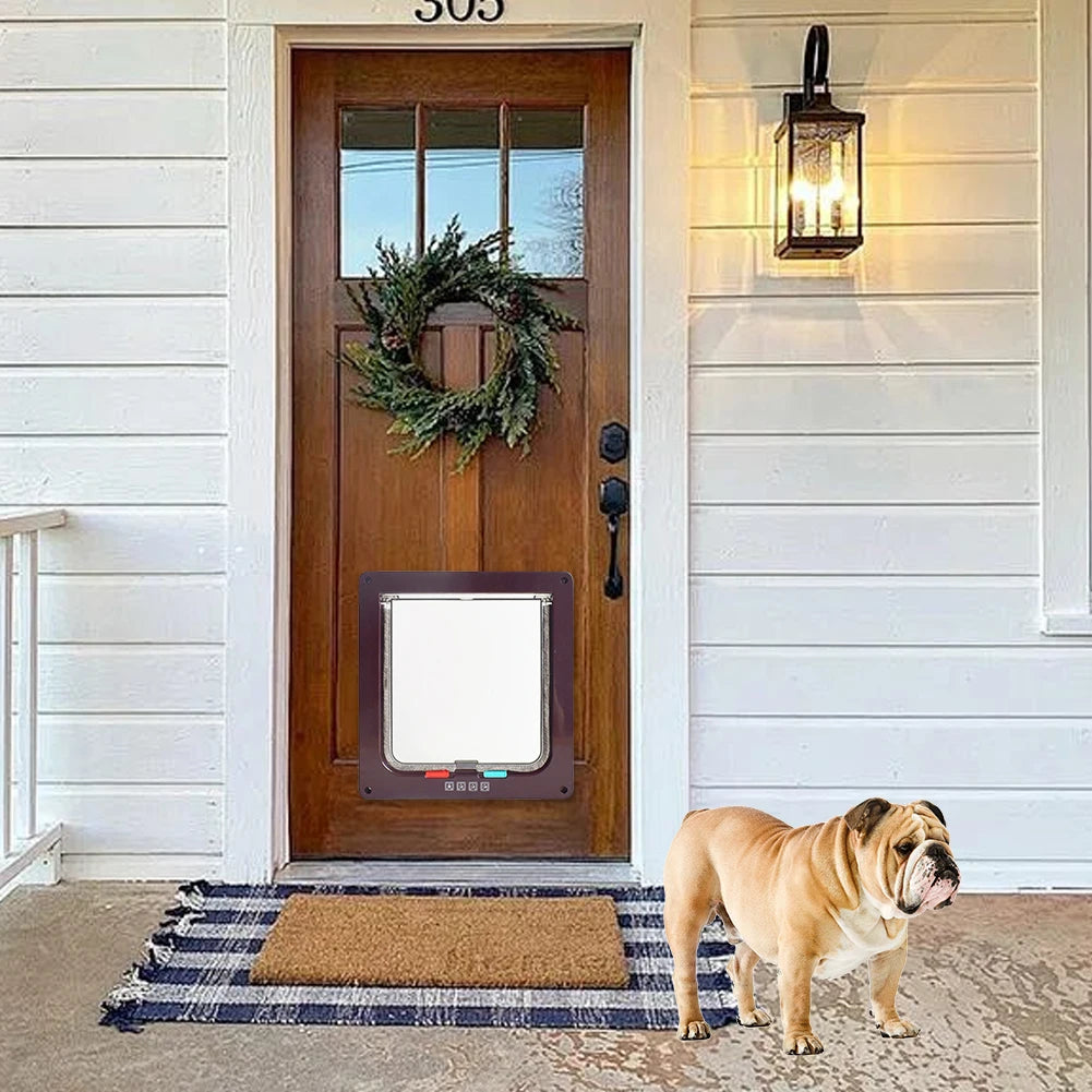 Cat Flap Door with 4 Way Security Lock In & out Pet Door Dog/Cat For Sliding Door