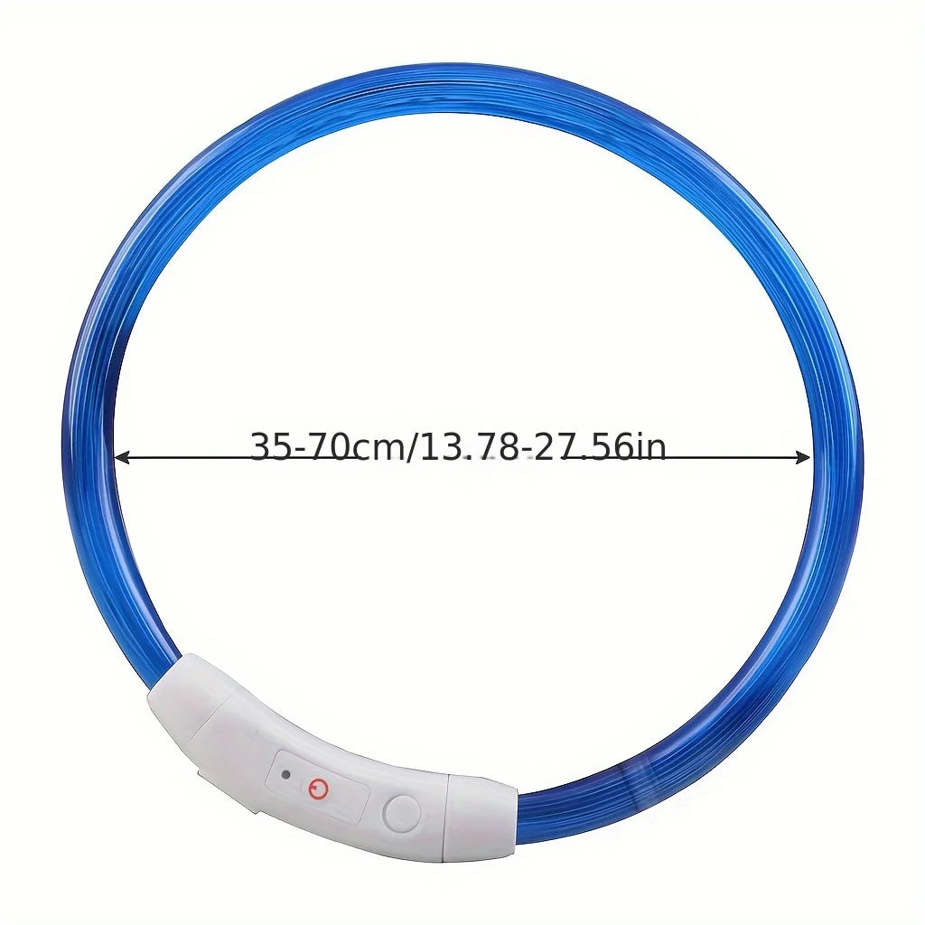 New LED Dog Collar USB Rechargeable，3 Mode Adjustable Glowing Dog Collar for Night Walking