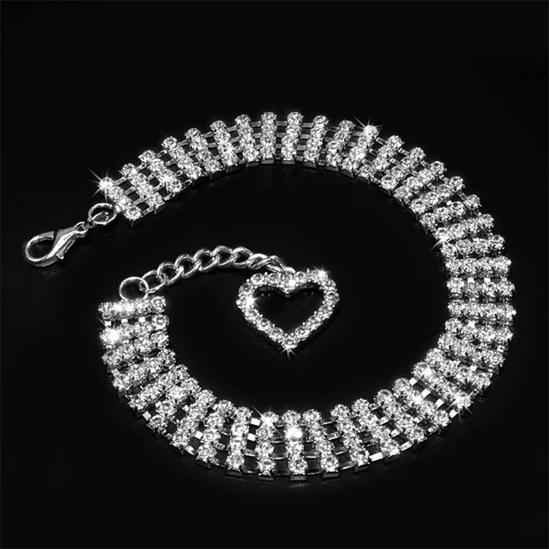Bling Rhinestone Dog Collar Crystal  Leash For Small Medium Dogs S M L