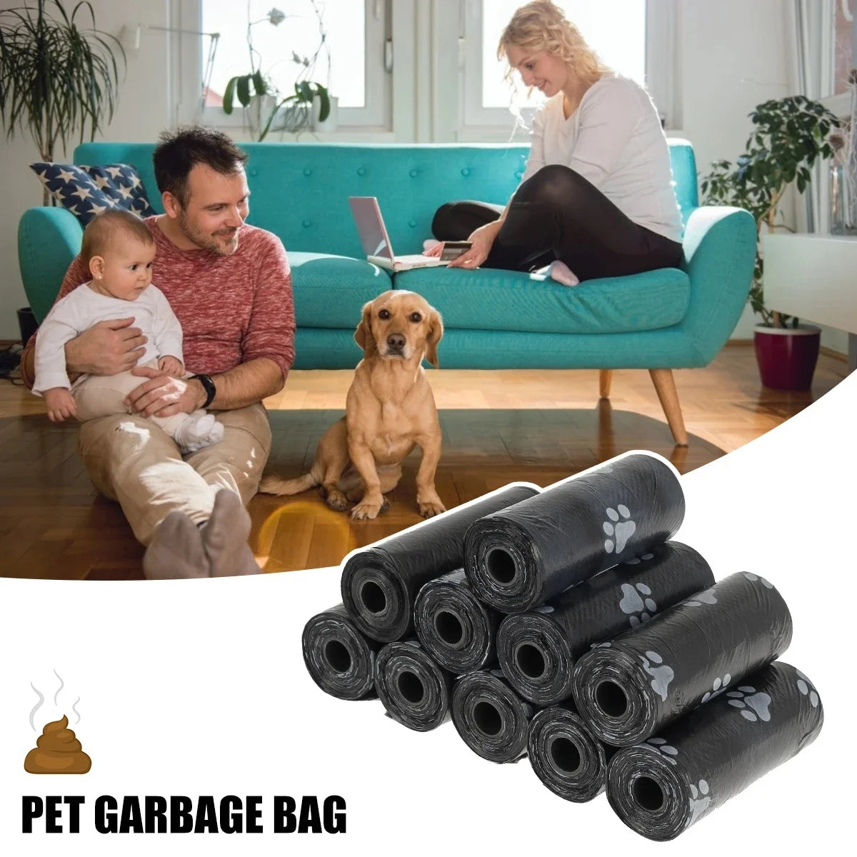 2/40Rolls Pet Dog Poop Bags Dispenser Collector Garbage Bag Puppy Cat Pooper Scooper Bag