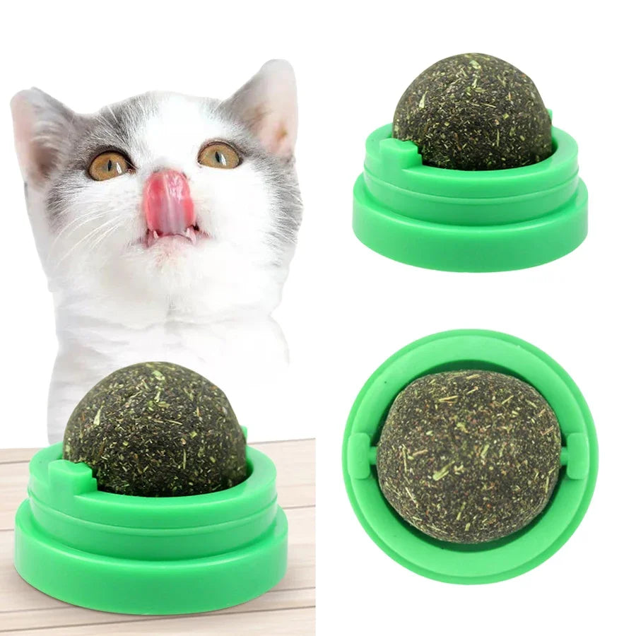 Spinning Catnip Mint Ball for Cats, Interactive Toy with Natural Catnip, Hairball Control