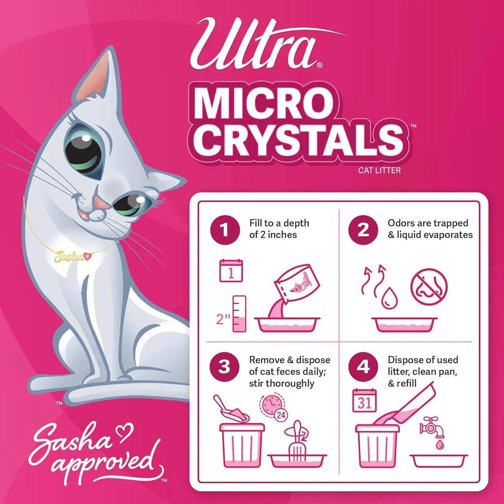 Premium Crystal Cat Litter - 99.9% Dust-Free, Soft Paws, Fragrance-Free - 15 lbs (3x5 lbs)