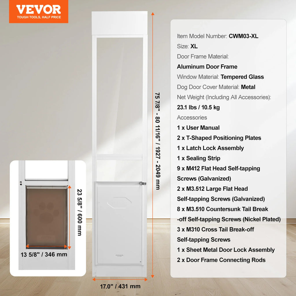 Dog Door Sliding Glass Door Adjustable Height Doggy Door