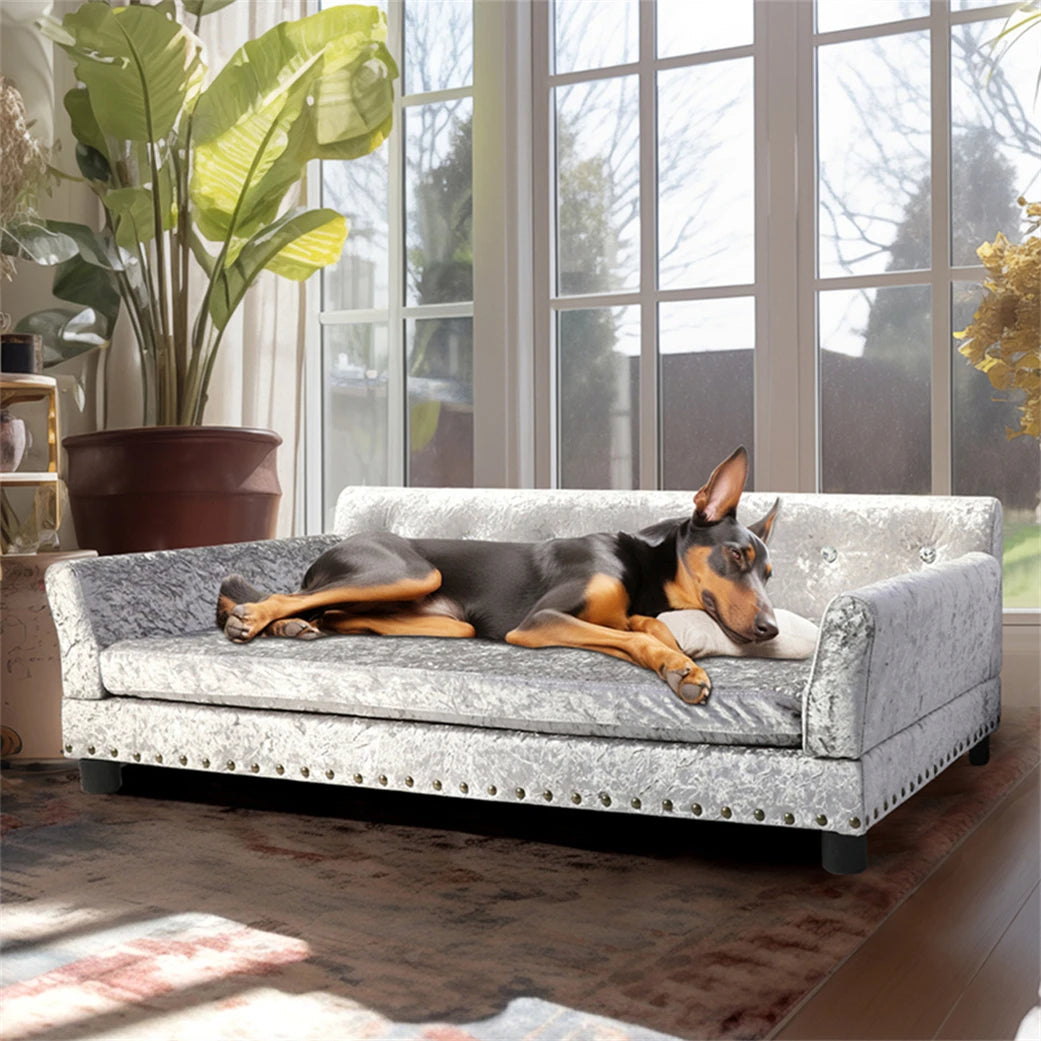 Heavy Duty Pet Sofa Large Raised Dog Bed Cushioned Sofa