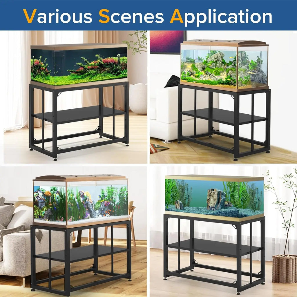 40 Gallon Metal Aquarium Stand, Double-Layer Storage Design, 660LBS Capacity