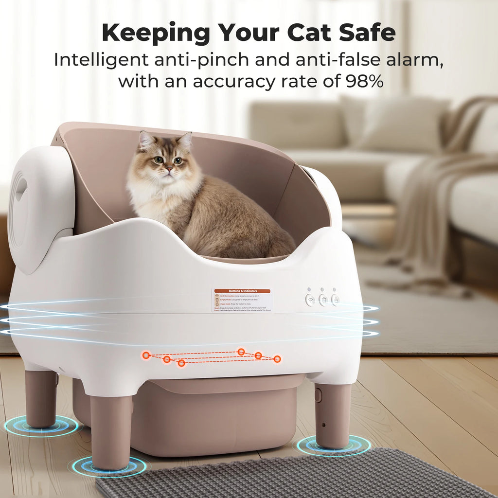 Self Cleaning Litter Box, with APP Control, Odor-Free  Large Waste Bin, Open-Top