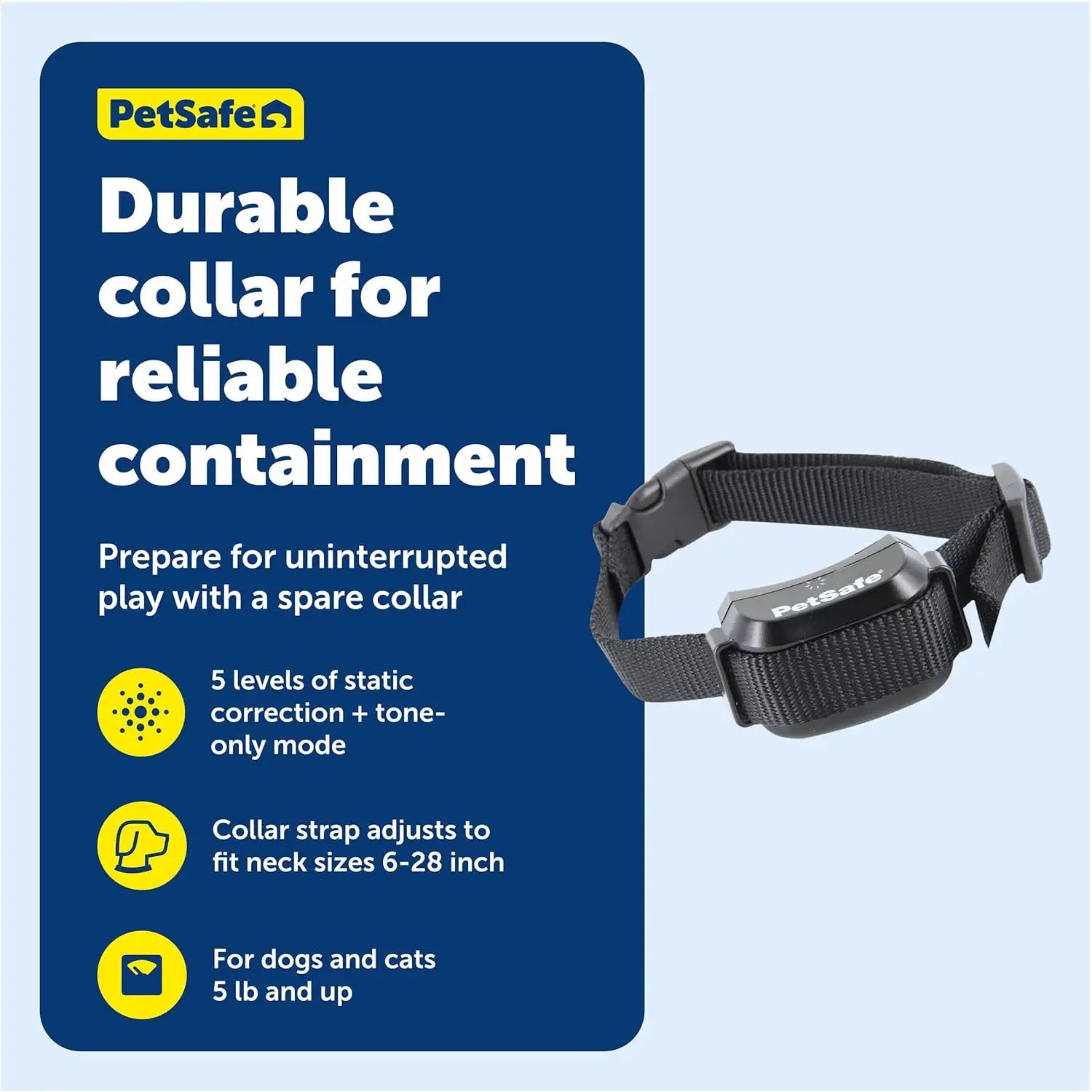 Waterproof Electric Dog Fence Collar, Adjustable for Dogs 5 lb & Up