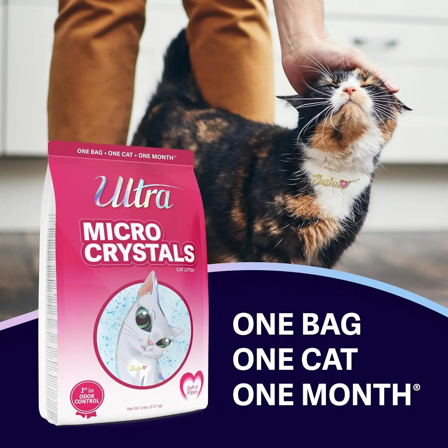 Premium Crystal Cat Litter - 99.9% Dust-Free, Soft Paws, Fragrance-Free - 15 lbs (3x5 lbs)