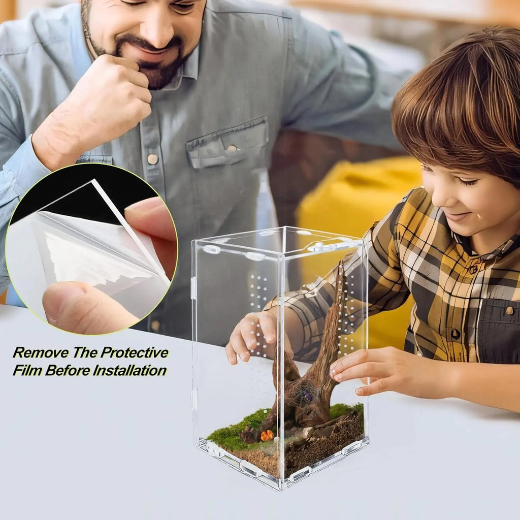 Acrylic Transparent Reptile Terrarium Habitat Reptiles Cage Nano Arboreal Tarantula Enclosure Bearded Dragon
