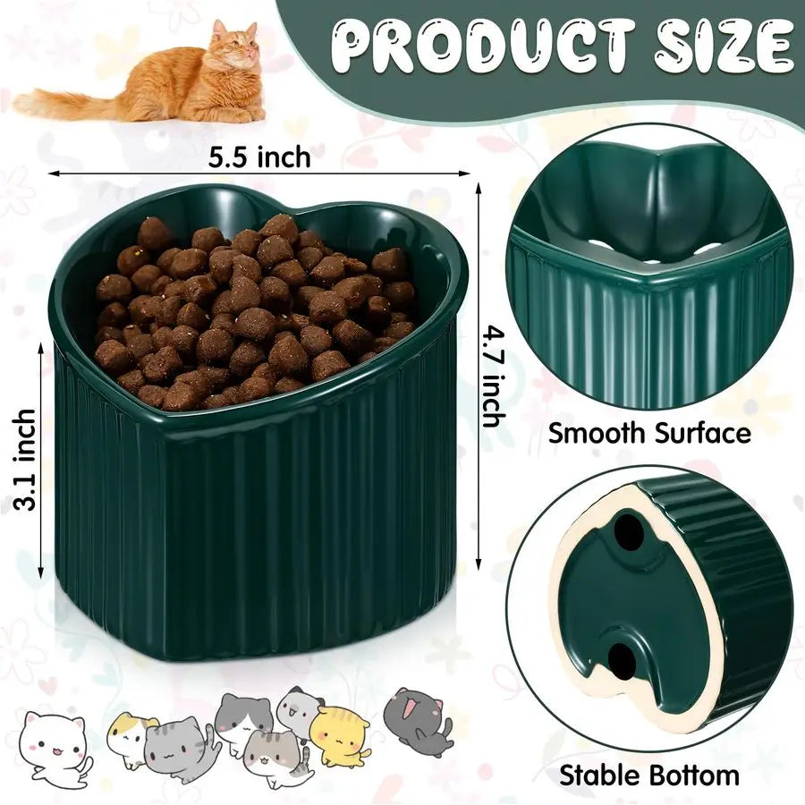 4 Pcs Elevated Cat Food Bowls, Ceramic Raised Cat Bowls