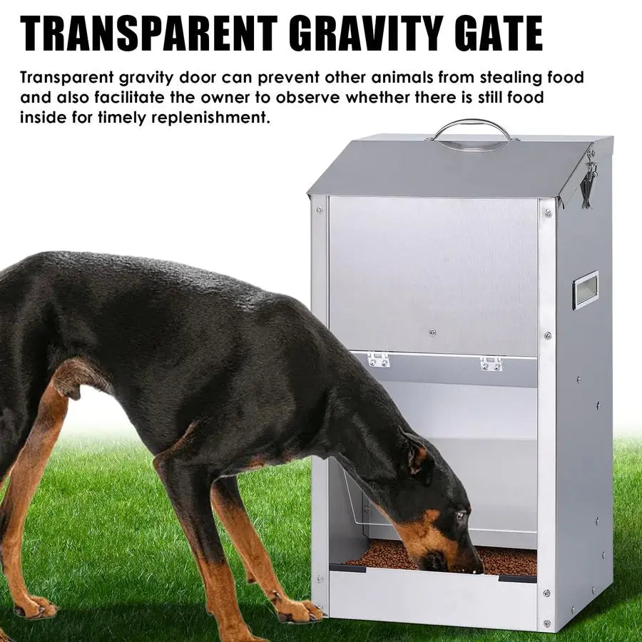 Dog Feeder Large Breed Outdoor Auto Dog Food Dispenser 25lbs Gravity Pet Feeder