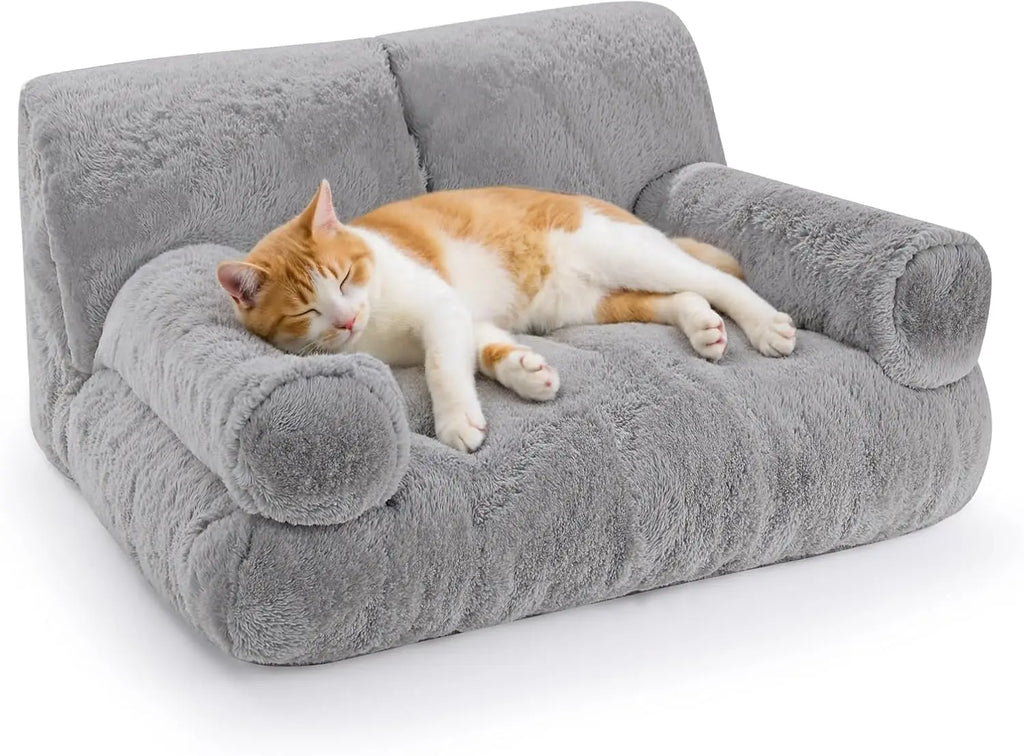 Large Cat Bed for Indoor Cats -Added 10% More Stuff Sponge, Orthopedic Pet Couch