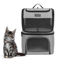 Backpack Carrier for 2 Cats, Kittens or Small Dogs, Foldable & Breathable Pet Travel Bag