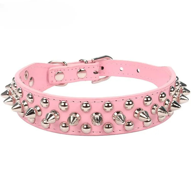 Adjustable Leather Pet Dog collar Neck Strap Spiked Dog Collar For Small Dog Cat