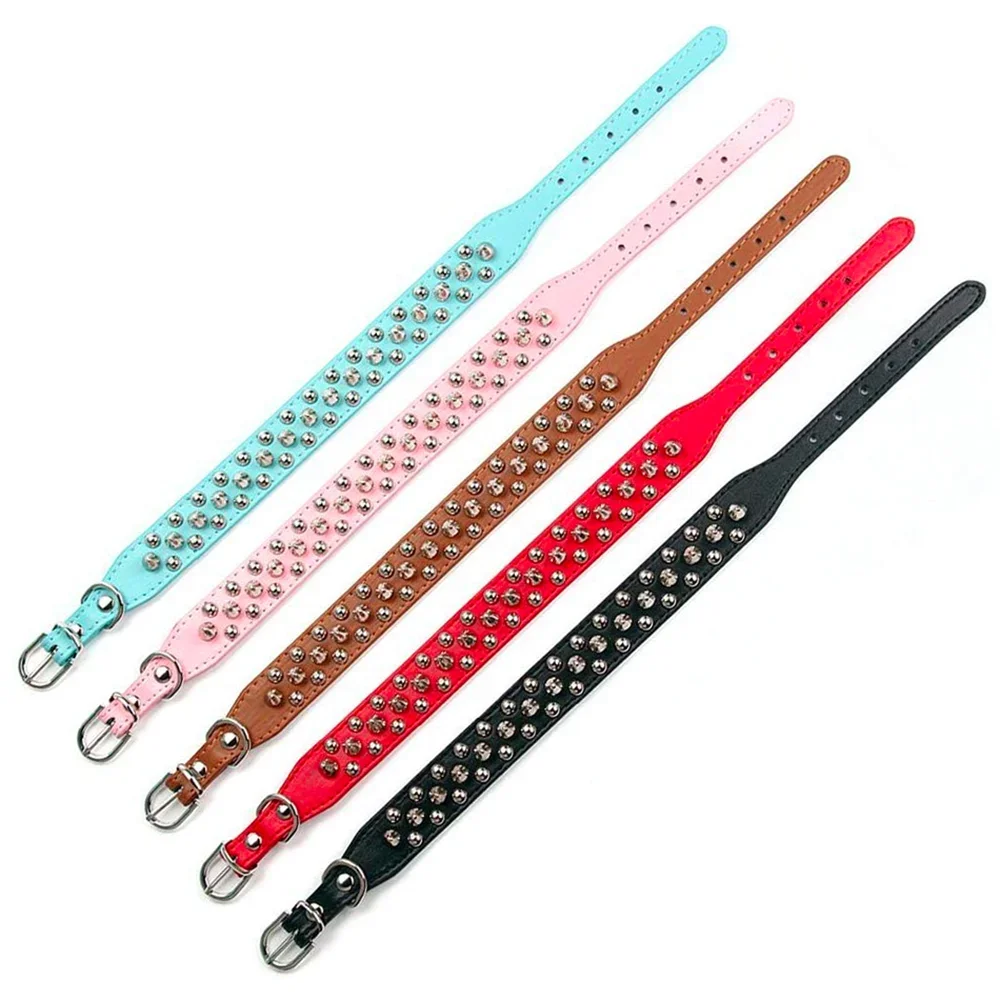 Adjustable Leather Pet Dog collar Neck Strap Spiked Dog Collar For Small Dog Cat