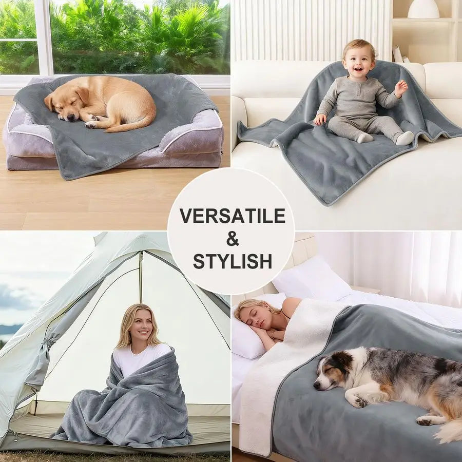 Waterproof Dog Bed Blanket, Leakproof Pet Throw Blanket for Bed, Couch, Sofa