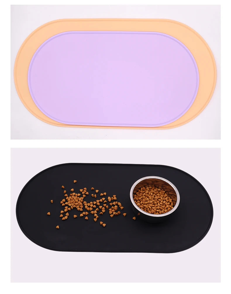 Silicone Pet Bowl Mat Placemat Waterproof Prevent Spills Dog Cat Food