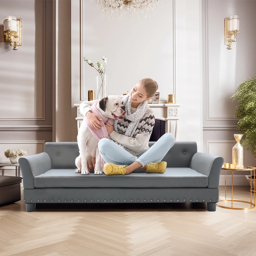 Heavy Duty Pet Sofa Large Raised Dog Bed Cushioned Sofa