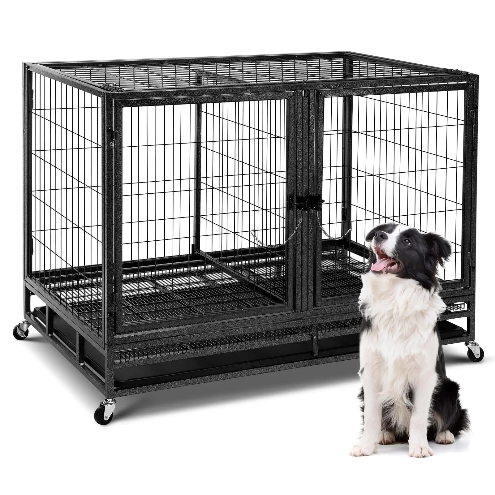 Heavy Duty Dog Crate for Large, Medium & Small Dogs. Indestructible, Escape-Proof