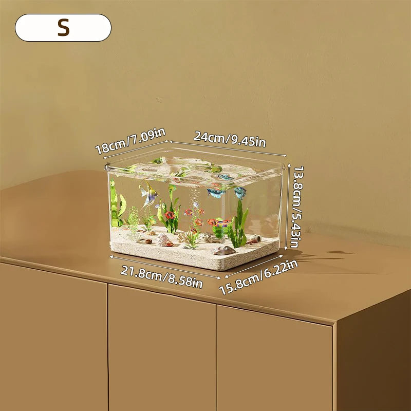 Transparent Aquarium Creative Desktop Fish Tank for Office/Home Decor (Bare Tank, No Scenery or Stones Included)