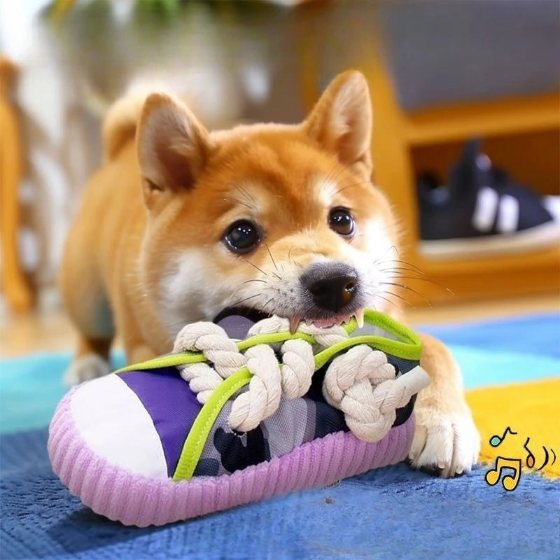 Dog Squeak Toy Teeth With Cotton Rope Pet Chewing Toys