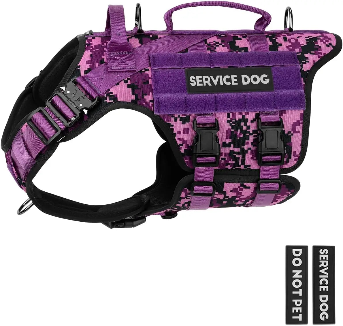 Tactical Dog Harness for Large Breeds, Service Dog Vest with MOLLE Panels and Handle for Walking Hiking Training