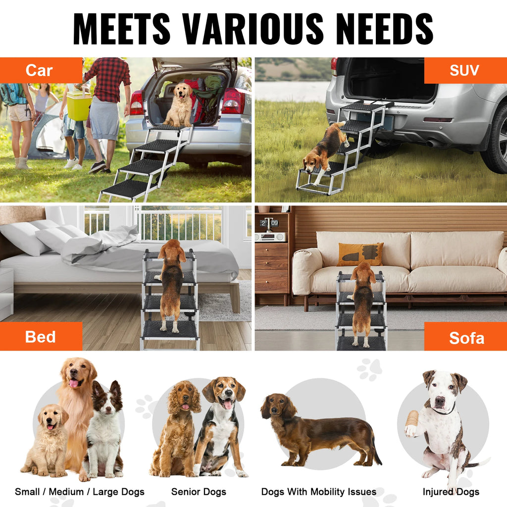 Dog Stair for Cars  Folding Portable Pet Steps Lightweight Aluminum
