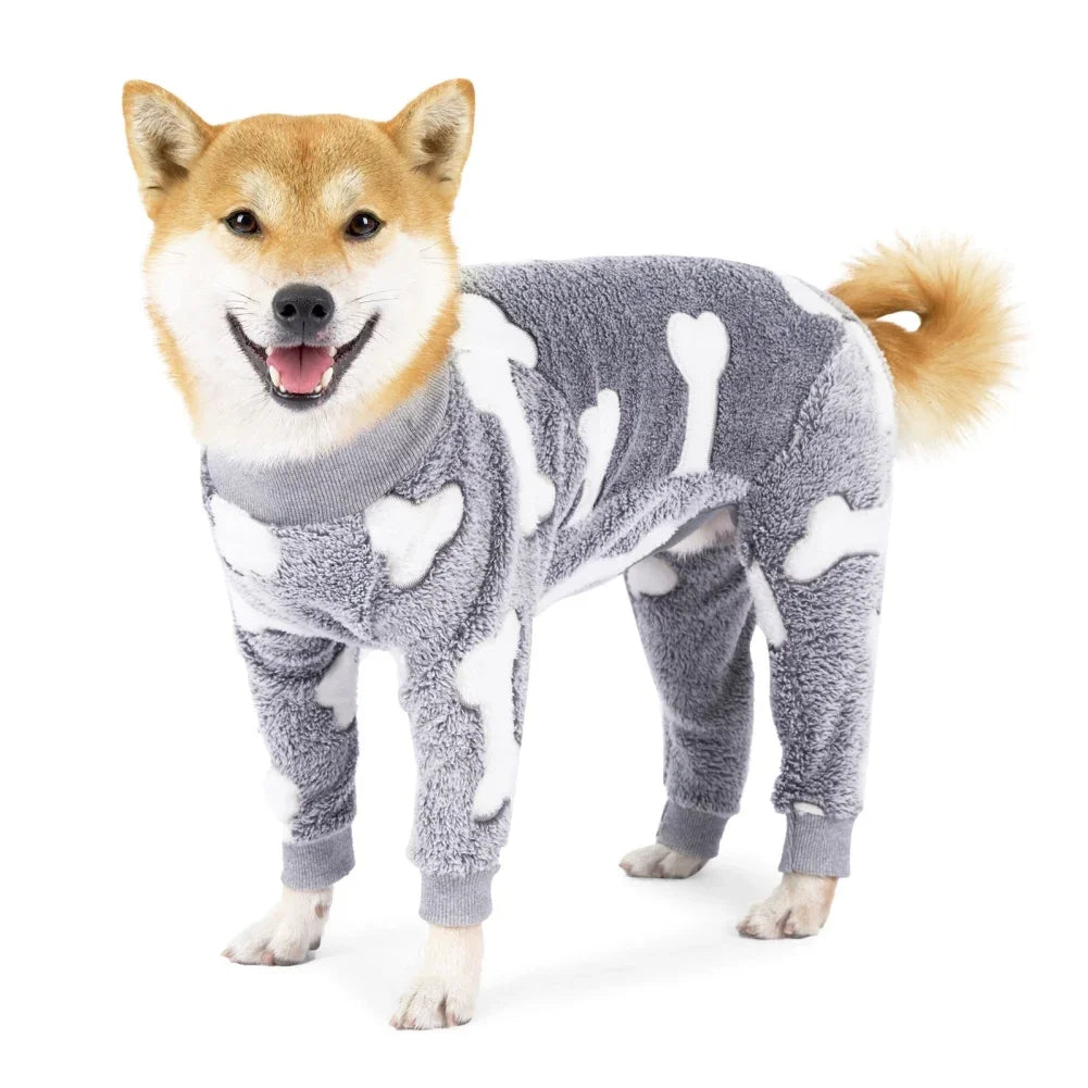 Soft Dog Pajama 4 Legged Warm Fleece Stretchable Dog Pajamas
