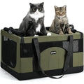 Large Cat Carrier, Built-in Steel Removable Divider With Breathable Mesh