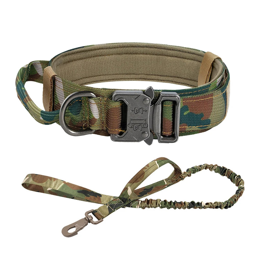 Dog Training Collar Adjustable Tactical Dog Collar And Leash Set  For Small Big Dogs