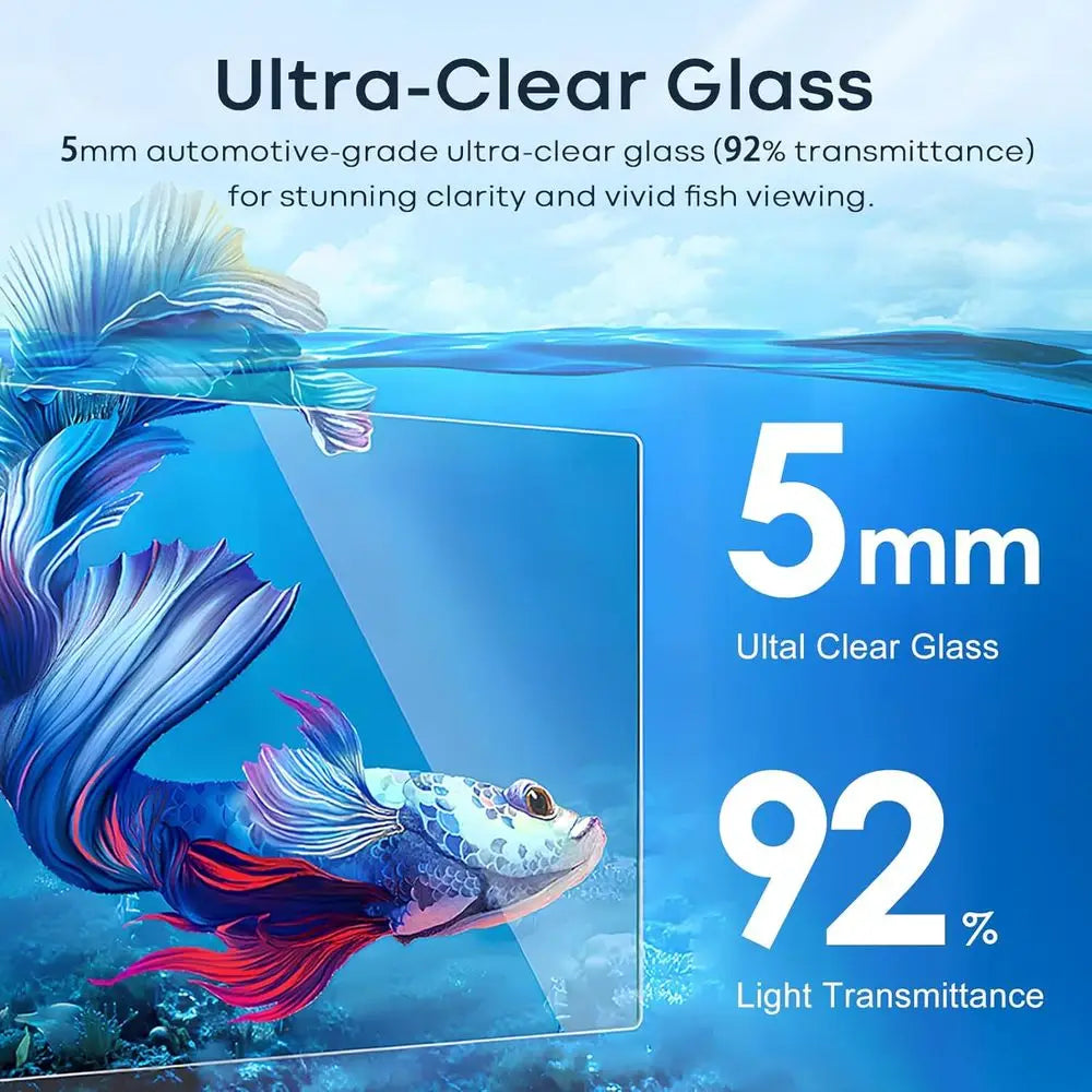 3 Gallon Small Aquarium Set Glass Fish Tank With Heater, Water Pump, Cleaning System, Filter Bright Light, Rocks