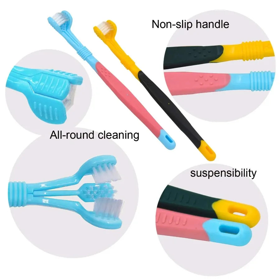 3-Sided Pet Toothbrush Dog/Cat Plastic Toothbrush