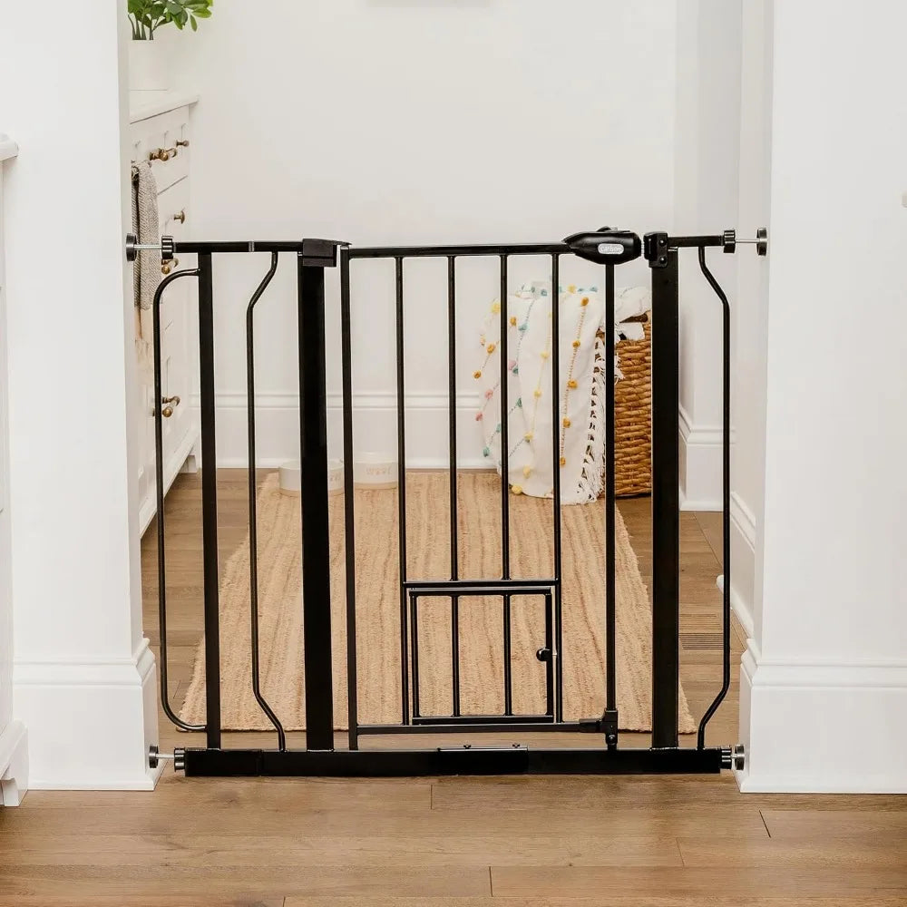 Extra Wide Walk-Through Pet Gate with Small Pet Door, Adjustable 29-36.5", Includes Mount Kits