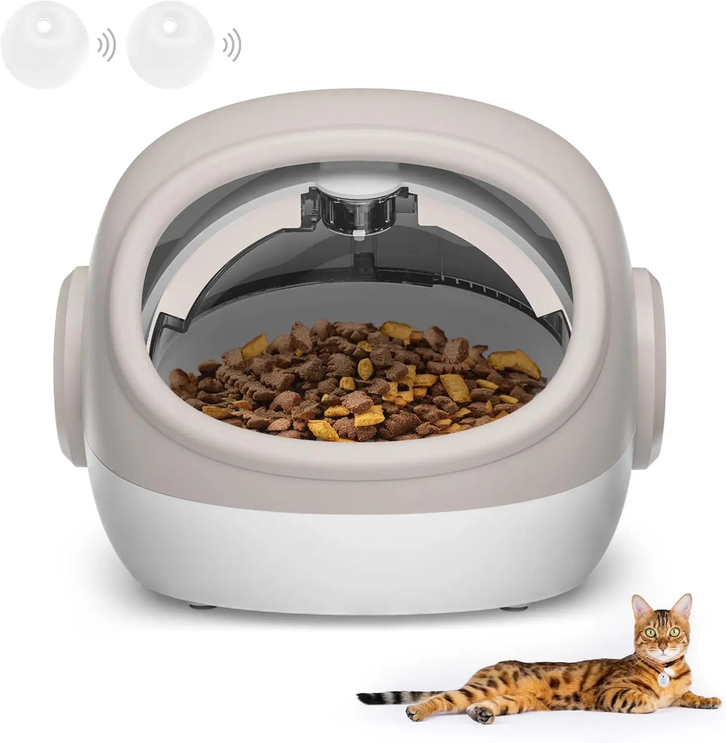 Upgraded RFID Cat Feeder with Collar Sensor – 4 Feeding Modes, Anti-Theft Pet Feeder for Multi-Cat Households