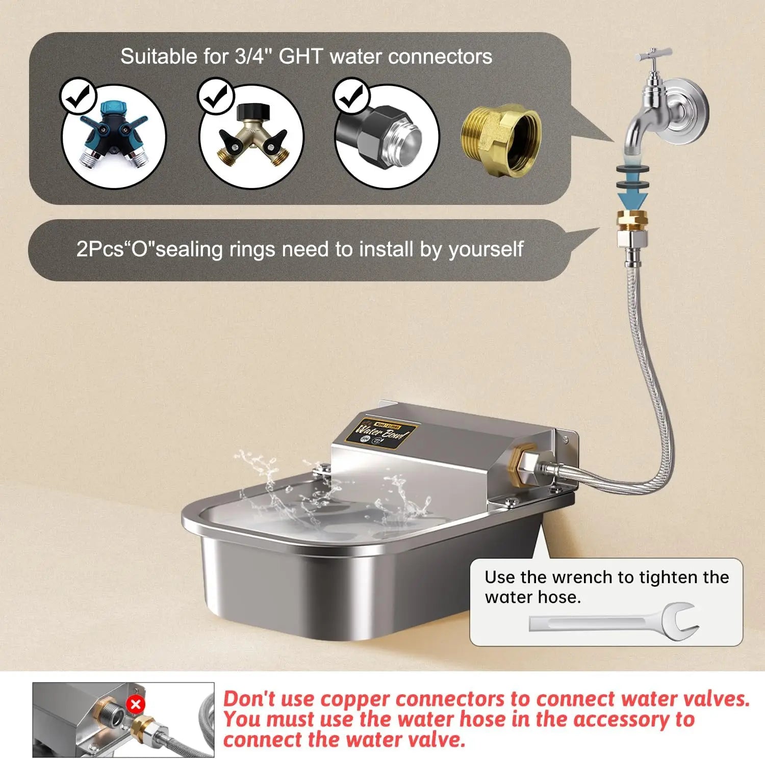 Automatic Water Dispenser for Dogs, Patented 3L Water Bowl, Stainless Steel Waterer