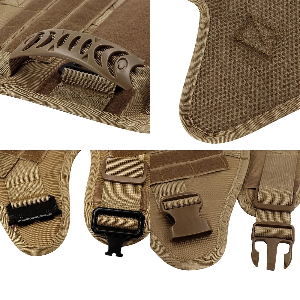 Tactical Dog Harness Collar With Pouches For Medium Large Dogs