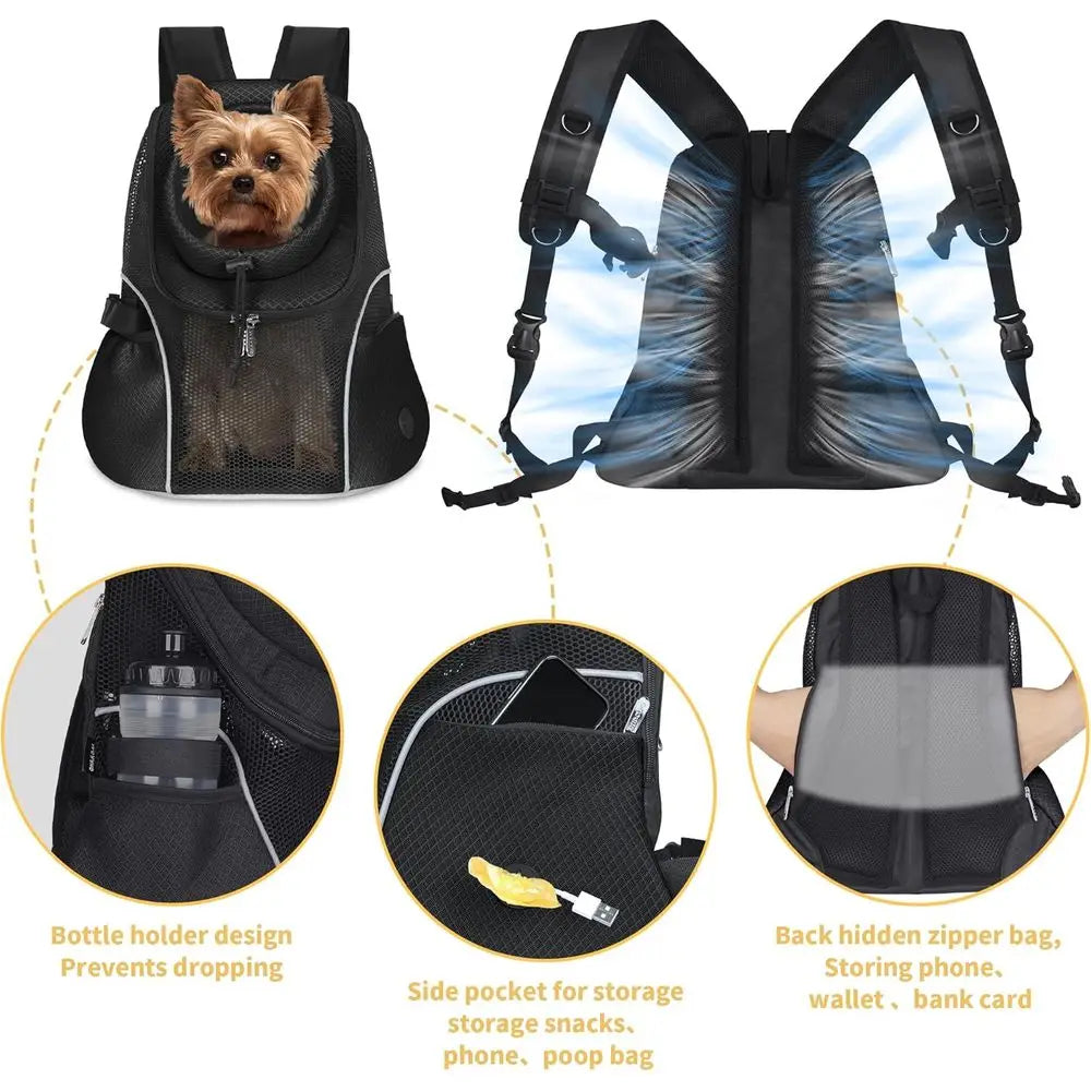 Pet Dog Carrier Backpack Small Dog Ventilated Mesh Dog Travel Back Pack with Safety Belt for Travel, Hiking, Cycling