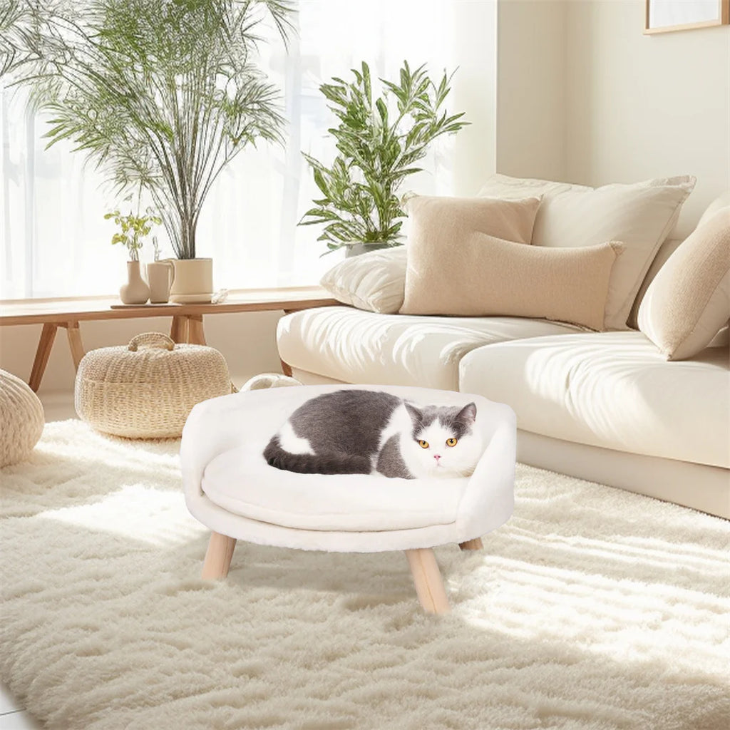Luxury Cat Bed Soft Warm Plush Fabric Pet Nesting Chair Bed