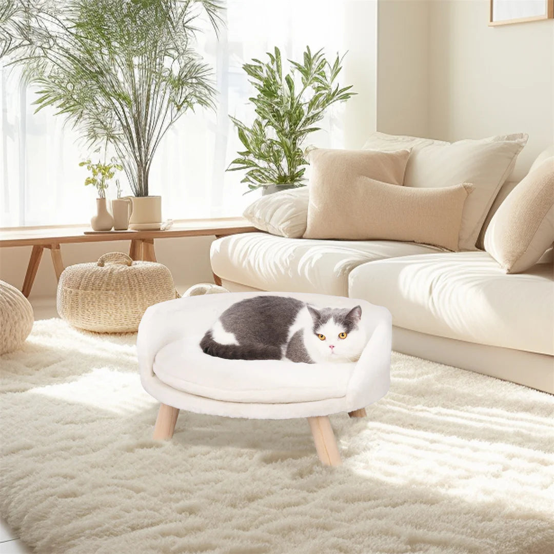 Luxury Cat Bed Soft Warm Plush Fabric Pet Nesting Chair Bed