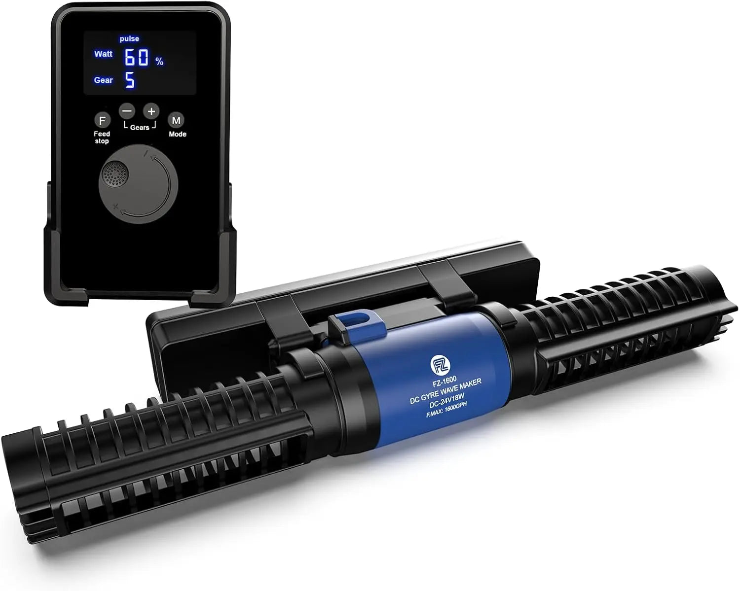 Aquarium Wave Maker with LED Display, Adjustable Cross Flow, Quiet Magnetic Mount for Saltwater & Freshwater Tanks (1600 GPH)